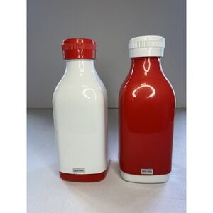 Milk-Man milk Jug Bottle SET OF 2 Vacuum 10"‎ Thermos Yacht 18oz Japan Metrokane